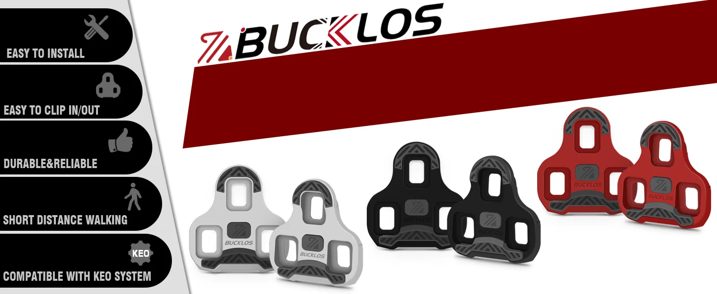 BUCKLOS Fahrrad-Selbstverriegelungs-Pedalschuhe für LOOK KEO Professionelle Rennrad-Pedale Schuhklemmen 0/4,5/9 Grad Float Cleats – Detail 1