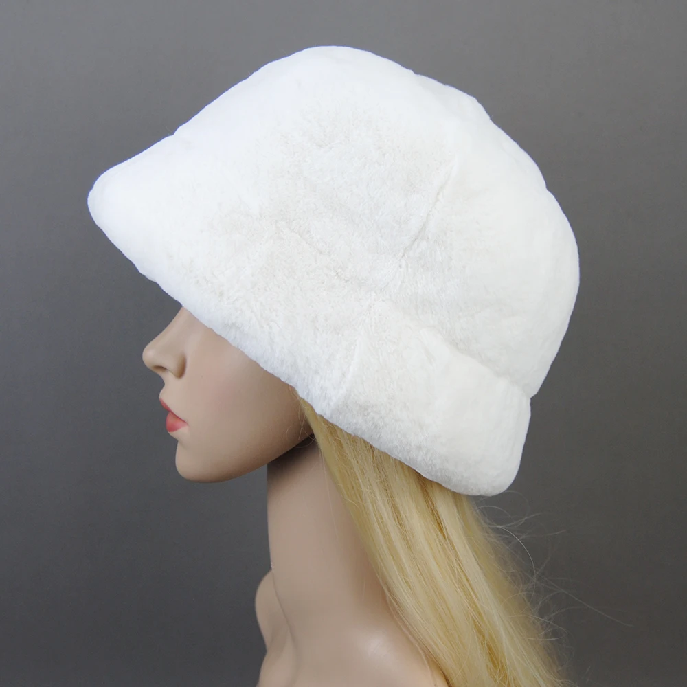 Winter Russian Outdoor Fur Bomber Hats Luxury Women Natural Real Rex Rabbit Fur Hats Beanies Lady Warm Knitted Genuine Fur Caps