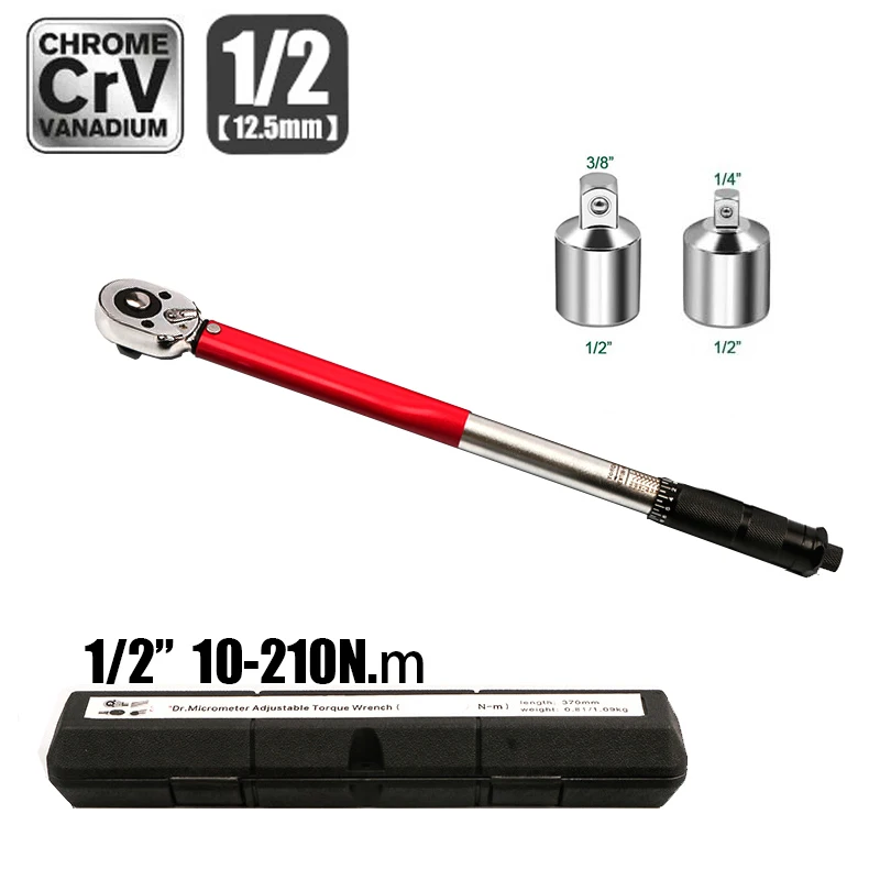 10-210nm-トルクレンチ-1-2インチ-精密リバーシブルラチェットトルクキー-プロ仕様-自転車-バイク-車-自動車工具