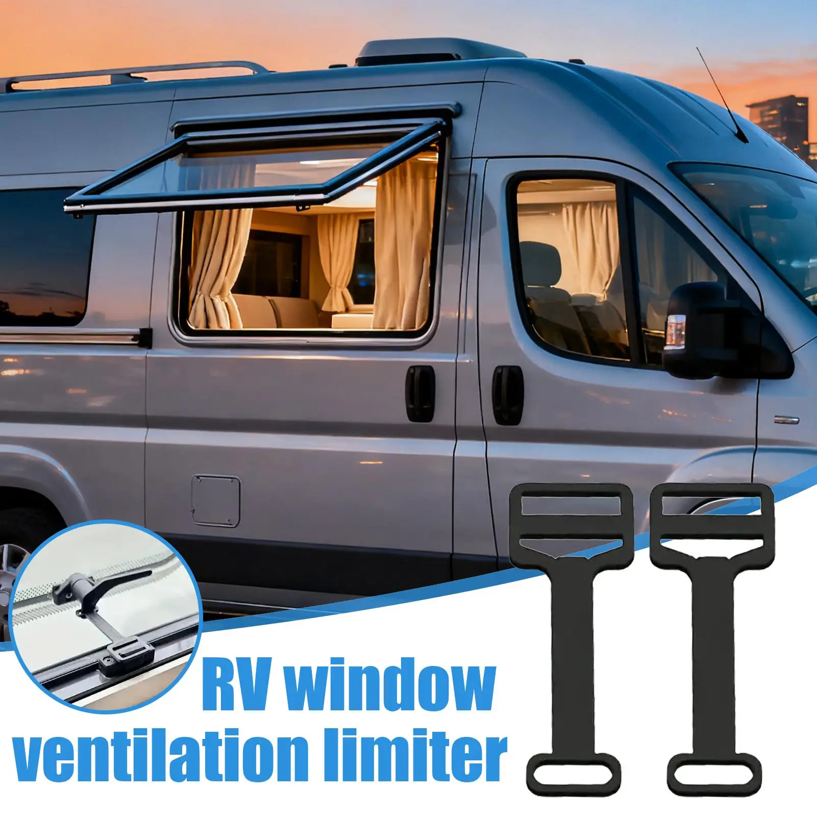 

2pcs RV Window Security Latch & Ventilation Limiter, Child Safe Lock Restrictor For Travel Trailer Caravan Campers RV