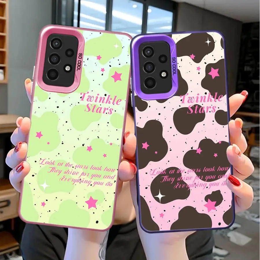

Twinkle Stars Cow Pattern Phone Case for Samsung Galaxy A73 A72 A54 A53 A52 A33 A34 A42 A32 A24 A23 A22 A14 A13 A12 A11 Cover