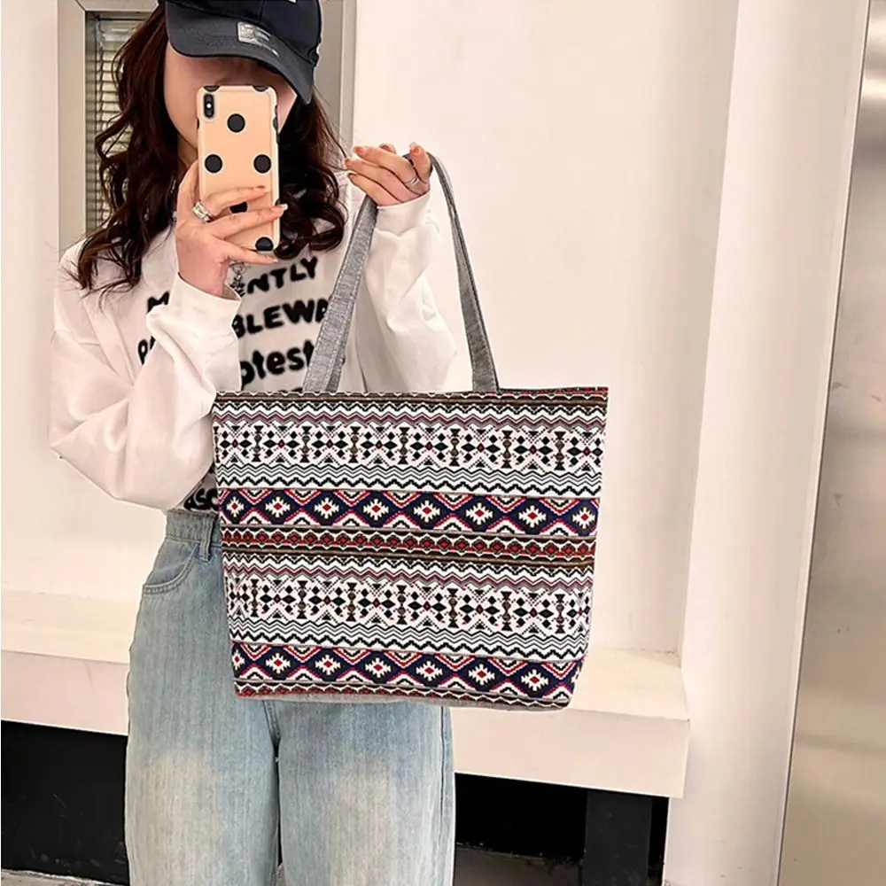 Fashion Women's Tote Bag Vintage Canvas Shoulder Bags Large Size Versatile Handbags Shopping Storage Bag