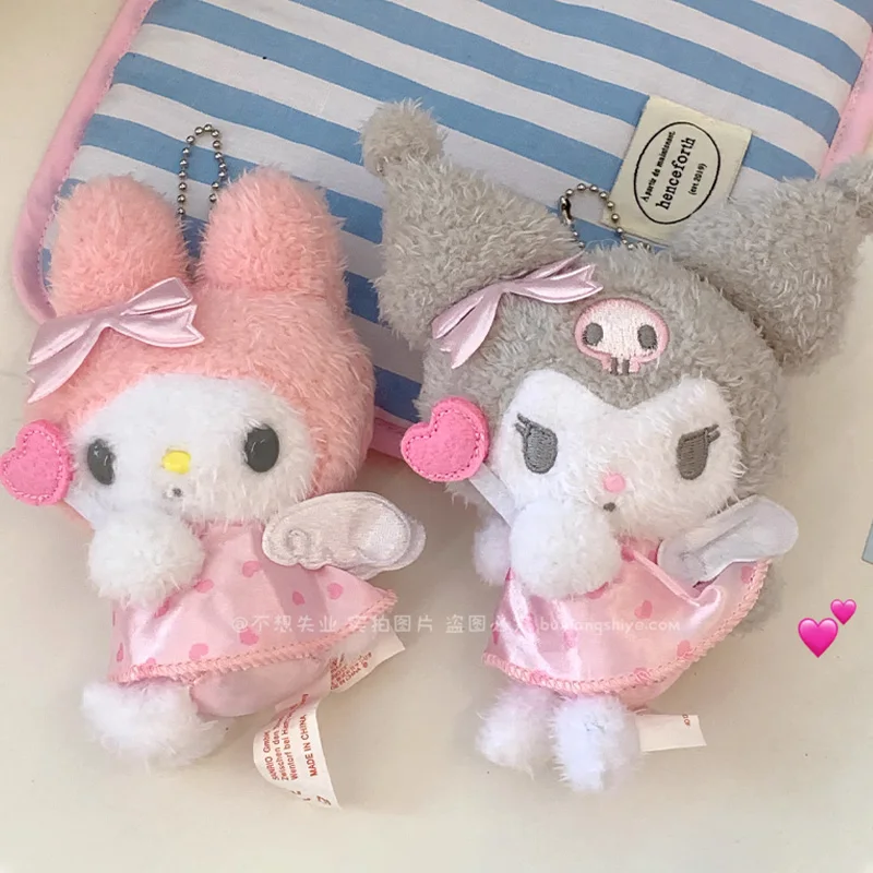 Kawaii Hello Kitty peluche ciondolo Sanrio Angel Kuromi My Melody Anime Cartoon portachiavi per ragazze carino portachiavi decorazione giocattoli