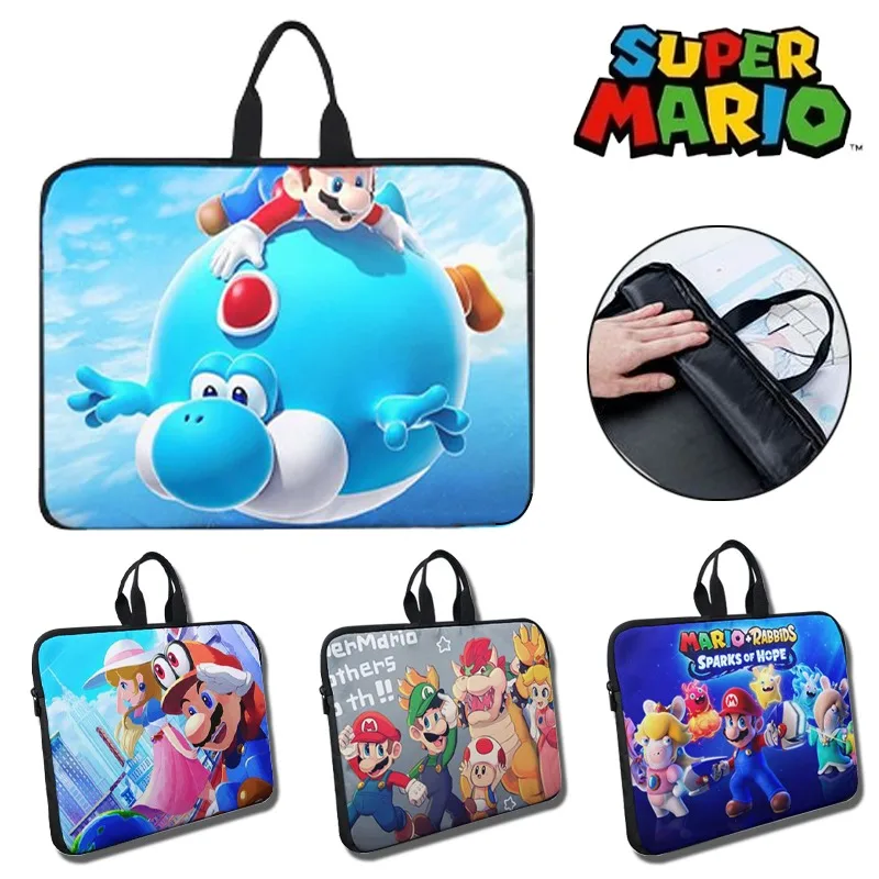 Super Mario Bros Cartoon Laptop Bag 14 Inches Anime Pattern Notebook Bag Shockproof Macbook M1 Air Pro HP Computer Sleeve Case