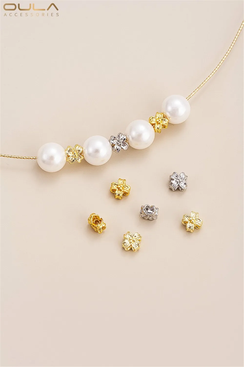 

1pcs 14K Gold-plated Double-sided Interlaced Osmanthus Beads Handcrafted Beaded Bracelet Accessory Diy Handmade Accessories