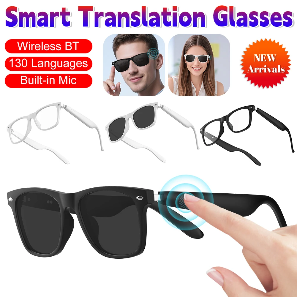 

Очки для интеллектуального перевода с искусственным интеллектом, очки для наушников, Bluetooth-совместимые музыкальные наушники, очки с антибликовым покрытием для путешествий на открытом воздухе