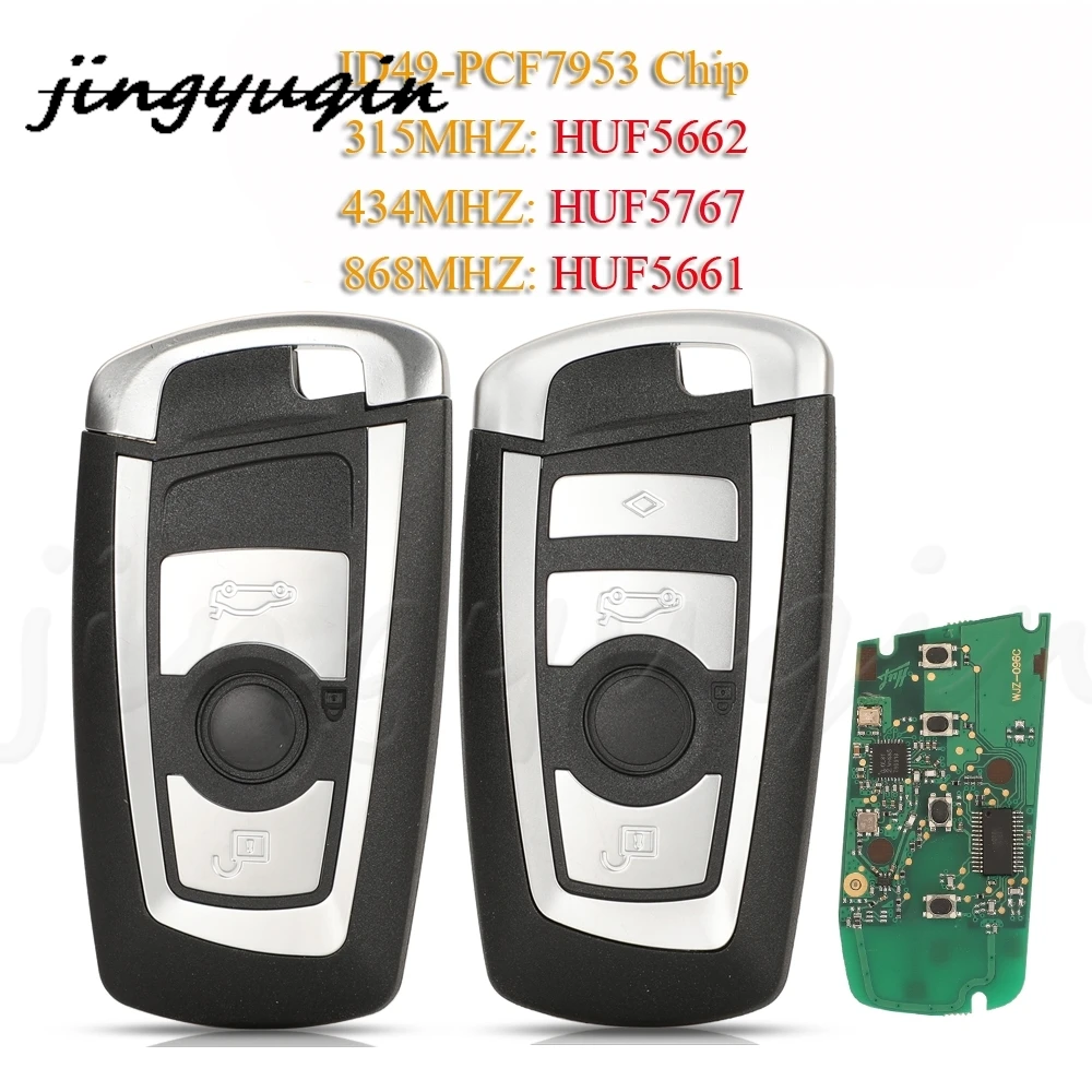 

jingyuqin HUF5662 HUF5767 HUF5661 Remote Key 315/434/868MHz ID49 PCF7953 For BMW F 3 5 7 Series X5 X6 F20 F22 F30 CAS4 CAS4+ FEM