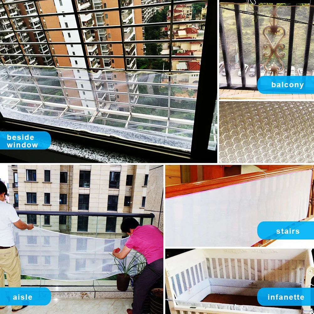 

200x74cm Security Mesh for Stairs Heavy Duty Baby Safety Rail Net with Honeycomb Design Easy Install No Tools Needed Child Pet