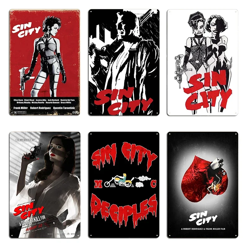 Sin City A Dame to Kill For Marv Comic Frank Miller Movie Poster Metal Plaque Wall Mural Create Cave Living Room Tin Sign Poster