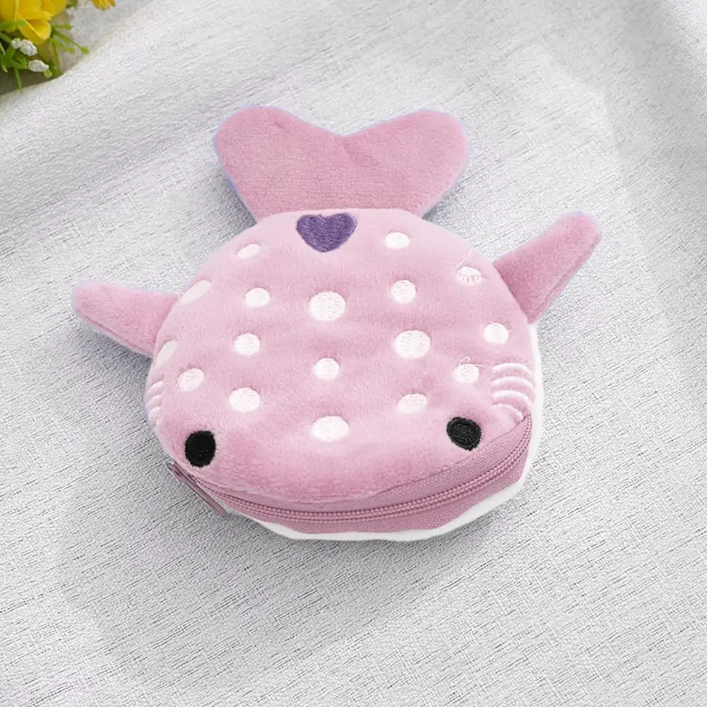 Porte-monnaie requin dessin animé pour enfants et femmes, petit portefeuille à fermeture éclair en peluche souple, Kawaii, directions de données, écouteurs, rouge à lèvres, sac de rangement, O5G9