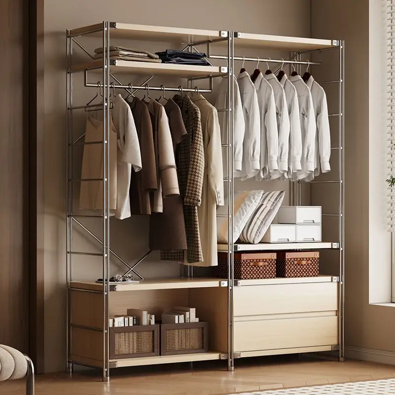 Medieval style hanger, bedroom floor-to-ceiling walk-in cloakroom rack, assembled clothes rack