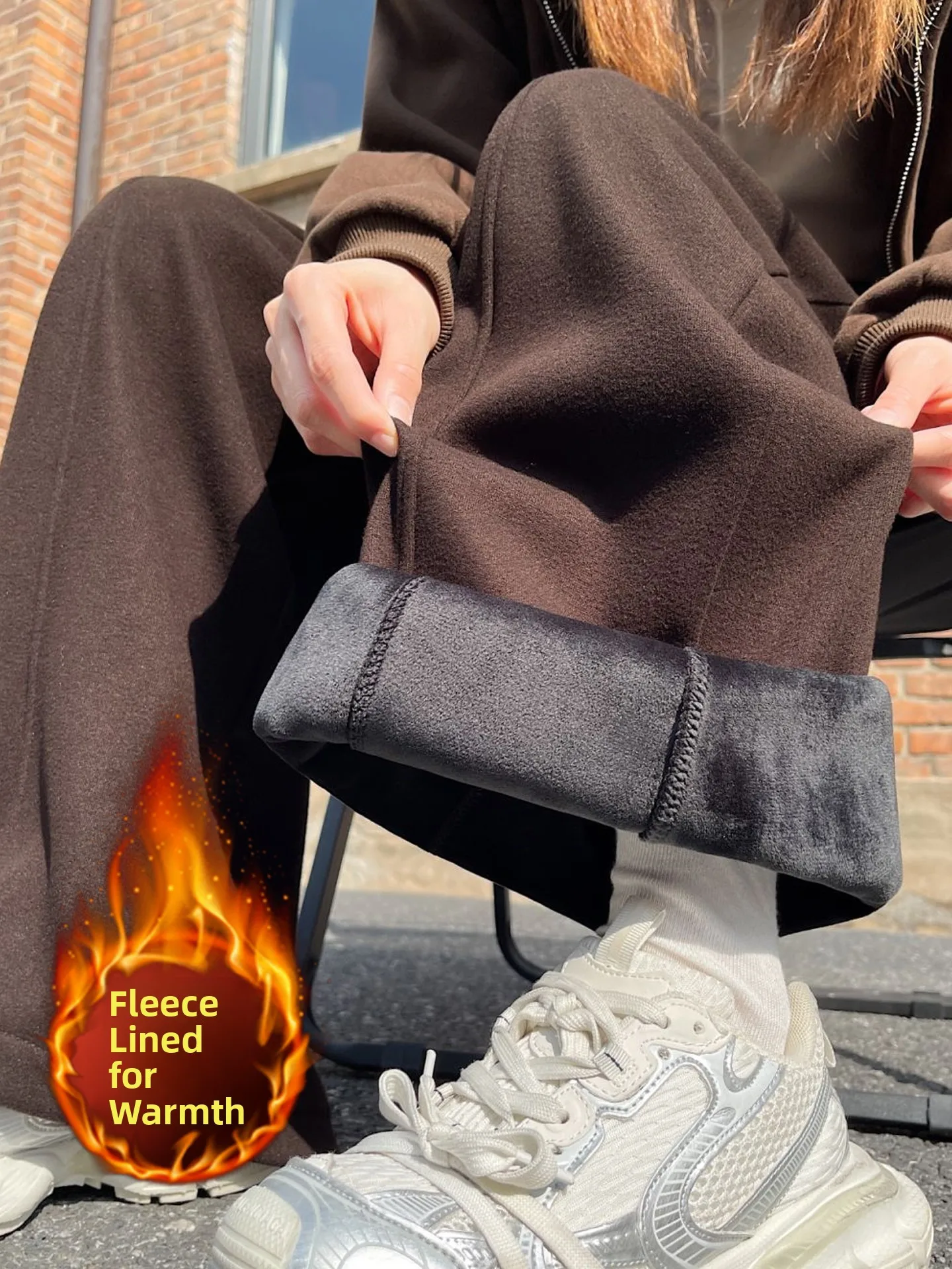 Camere Wide Leg Pants Women's Autumn Winter Lazy Sle Loose Fce Soft Narrow Version Knife  Trousers High Waist Elas...