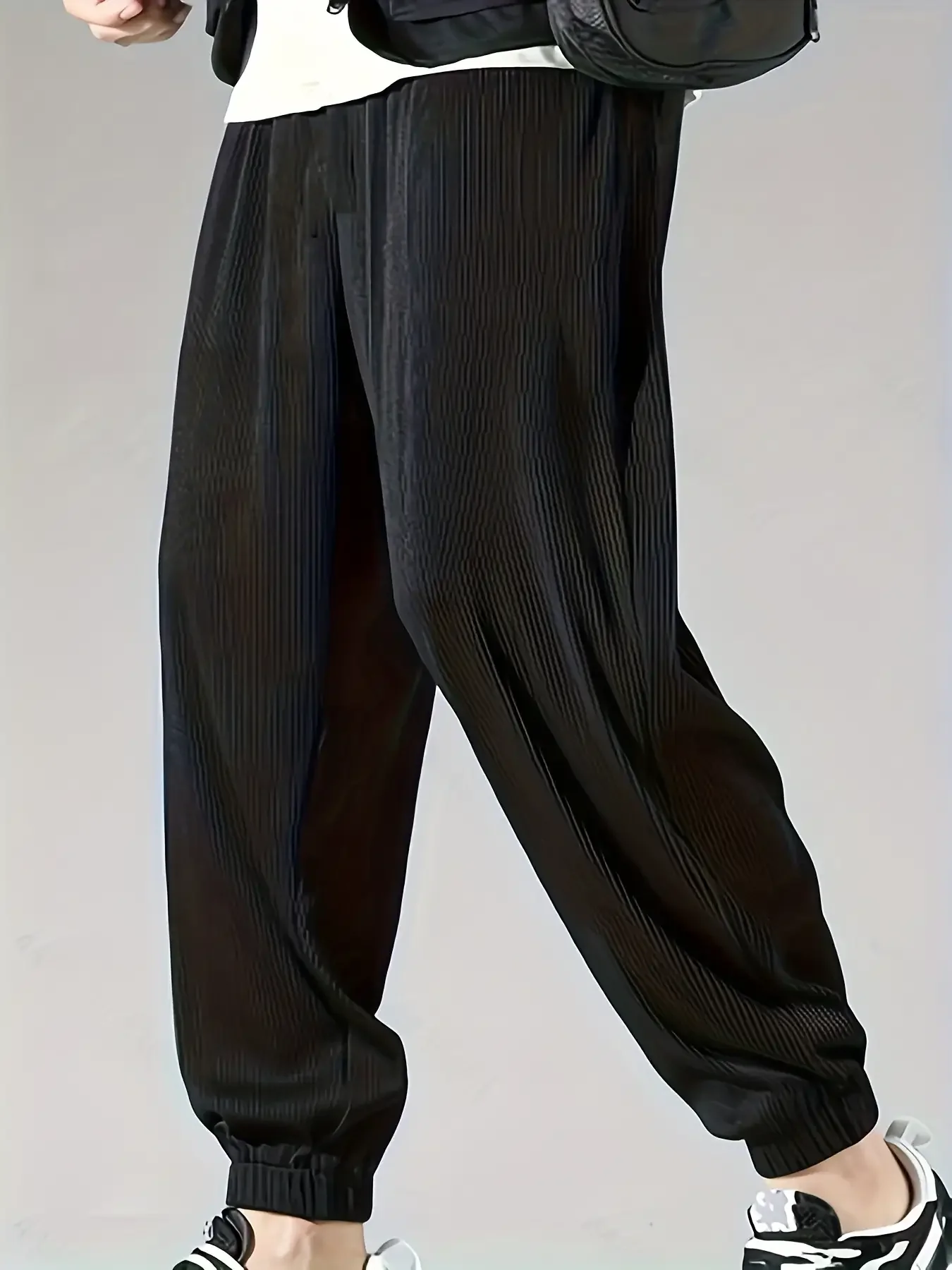 

Мужские свободные повседневные брюки с эластичным шнурком, прочная вельветовая ткань, свободные и универсальные брюки прямого кроя, повседневные брюки