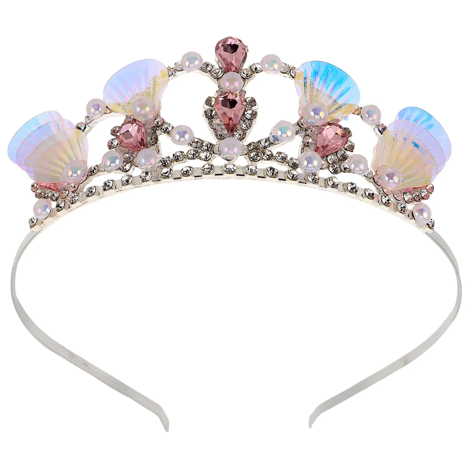 

Children Crown Headband 3D Mermaid Seashell Tiara Ocean Theme Fake Pearl Rhinestone Birthday Halloween Party Princess Cosplay