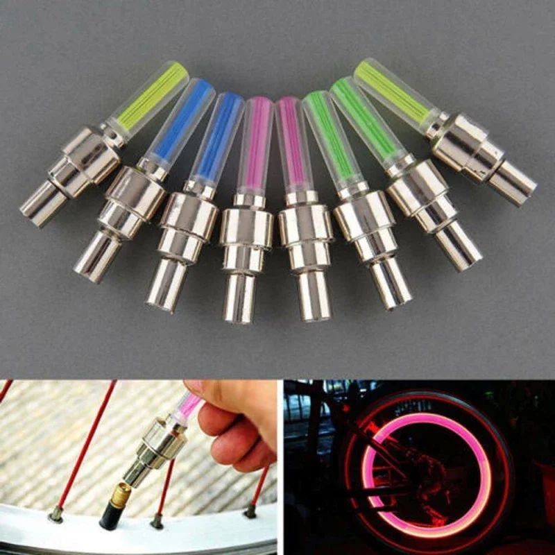 2024 Car Wheel LED Light Motocycle Bike Light Tire Valve Cap Decorative Lantern Tire Valve Cap Flash Spoke Neon Lamp Hub Lamp