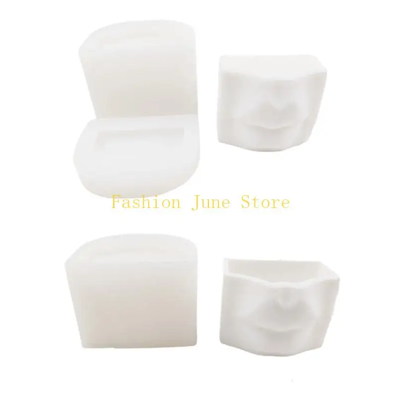 

N5KA Geometric Lip Cup Flower Pot Cement Silicone Mold Plaster Flower Pot Decoration Planting Potted Mold