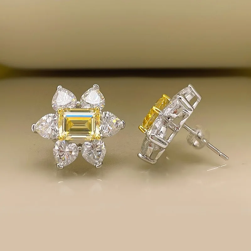 أقراط ألماس على شكل نجمة مدببة S925 أقراط من الفضة النقية، مزاج عصري، تصميم حلو ومبتكر للنساء