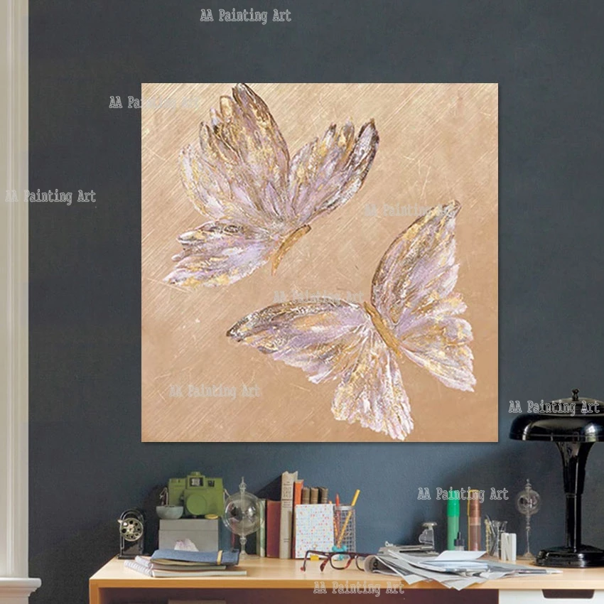 

Modern Aesthetic Room Decoration Beautiful Butterflies Oil Painting On Canvas Luxury Murals Art Picture Wall Hangings Artwork