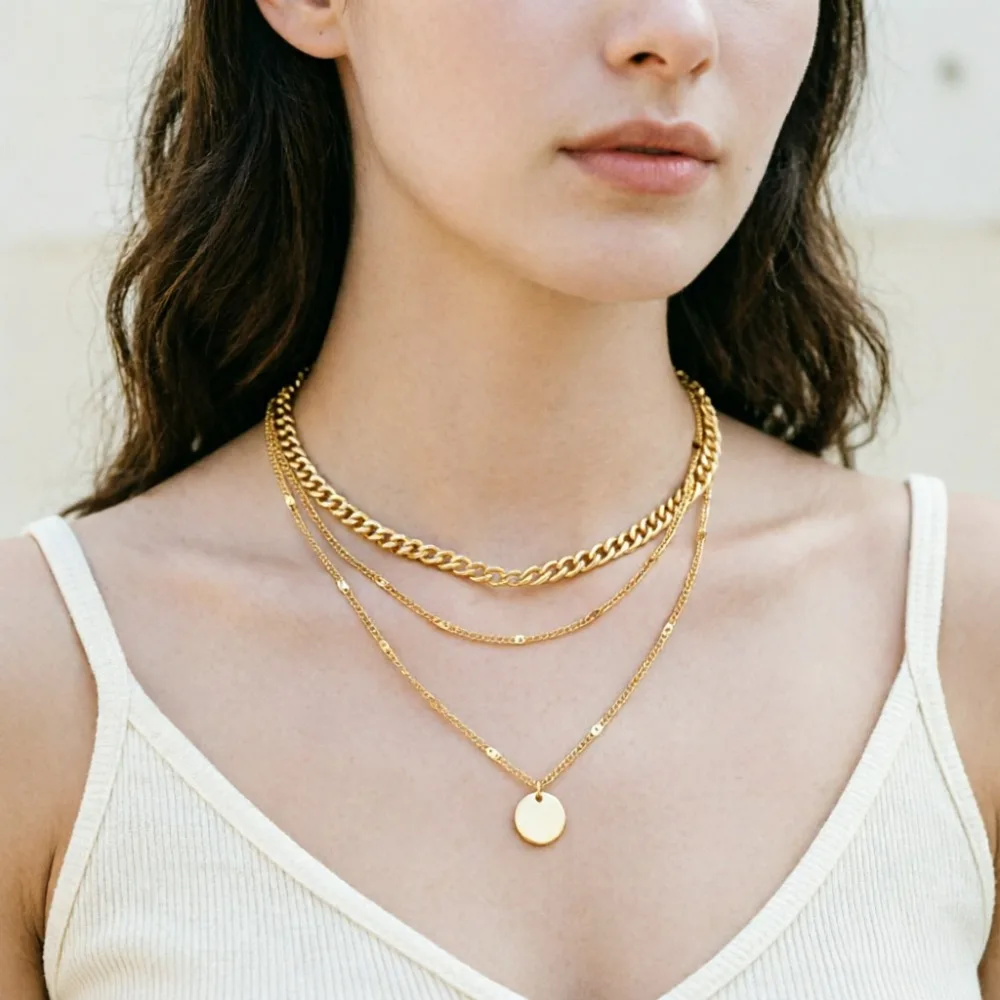 Aesthetic Fashion Retro Vintage Layered Pendant Necklaces for Women And Girls Clothing Matching Accessory Gifts