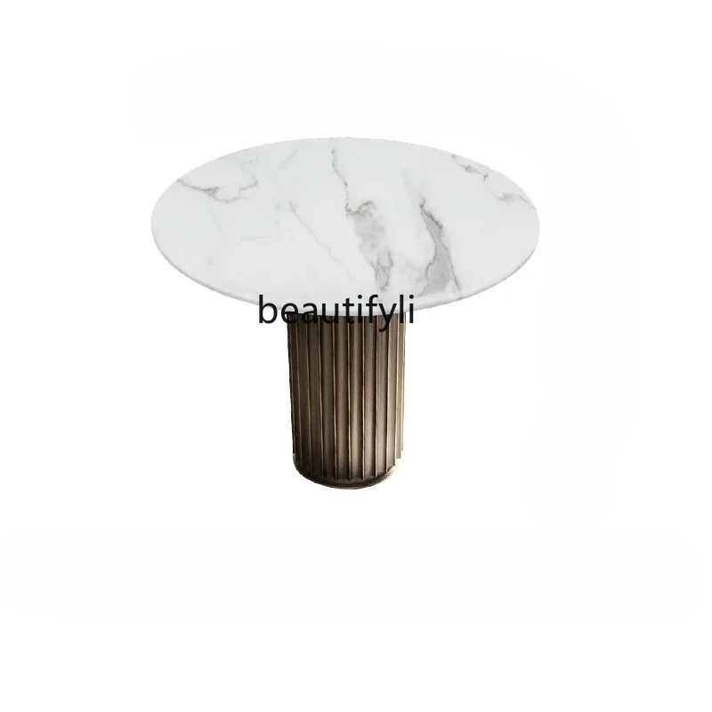 

Light Luxury Designer High-End Italian Mild Luxury Marble Corner Table Modern Living Room Sofa Side Table round Table