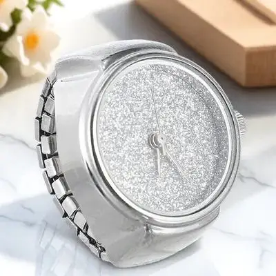 

Trendy Ring Watch for Women and Men Flashy Powder Coated Finger Watch Reliable Quartz Movement Scratch Resistant Glass