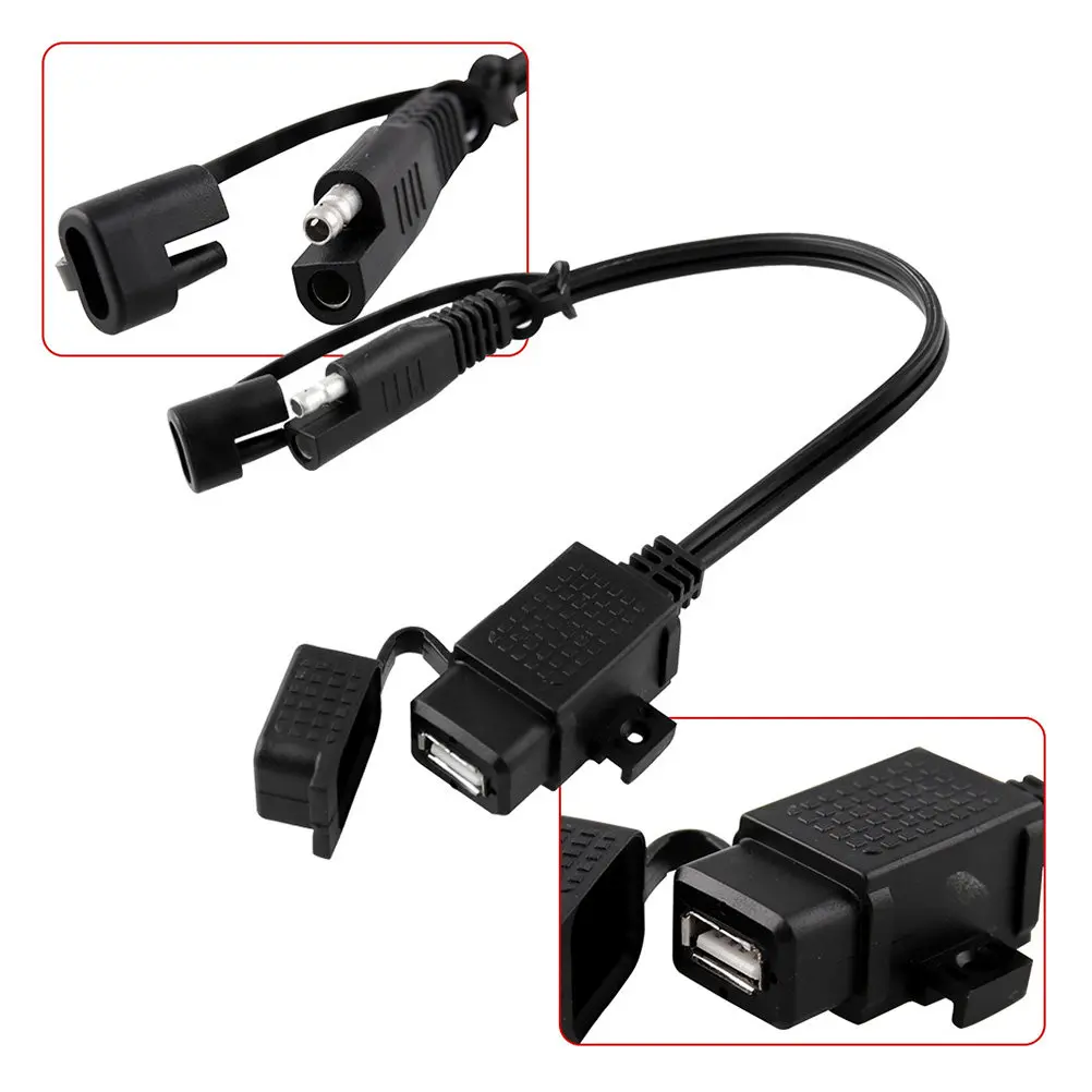 

Переходник SAE на USB (двойной USB) 12В-24В для мотоцикла, водонепроницаемый, с резиновым чехлом и надежным креплением