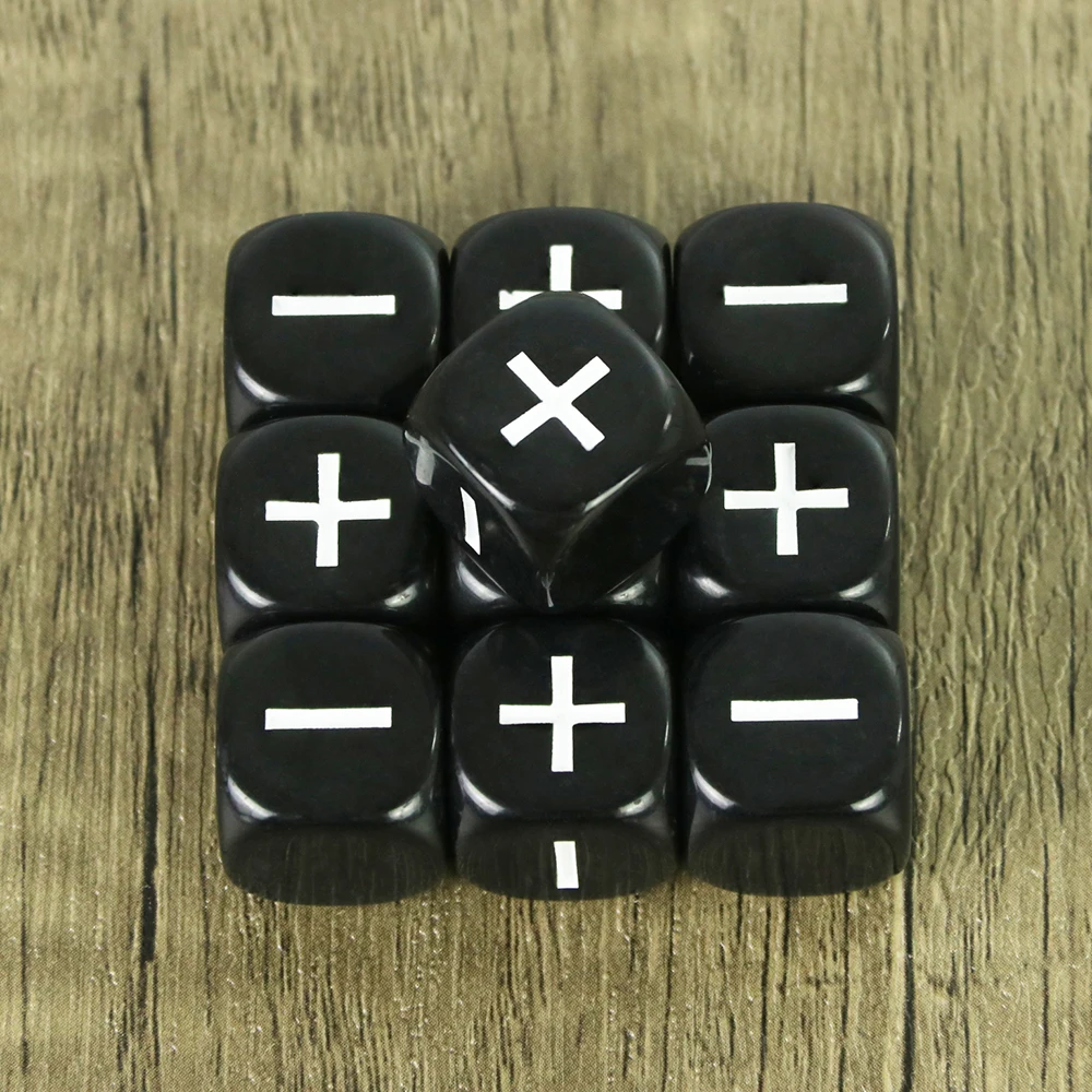 Fate Dice Opaque Black  White 10PCS 16mm for Board Game Accessories