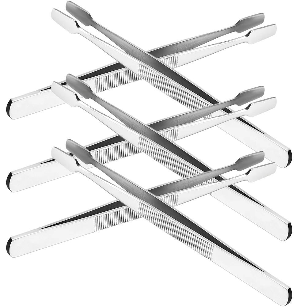 6Pcs Premium Metal Tweezers for False Eyelashes Stamp Coin Handling Anti-Static Long Tip Comfort Grip for Fine Art Craft and