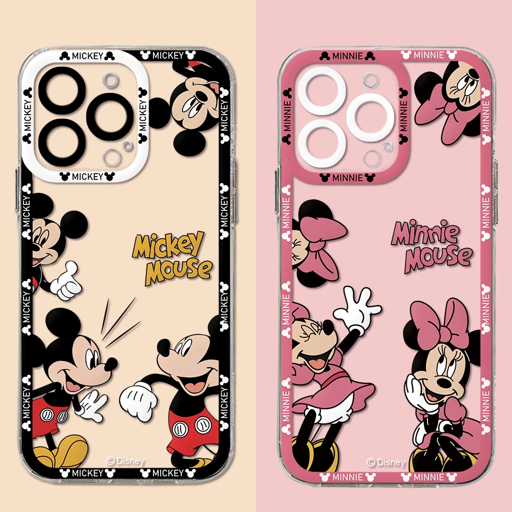 Cartoon Mickeys Minnies Mouse Phone Case for Oppo Reno12 Reno11 Reno10 Reno8 Reno7 Reno6 Pro Plus 4G 5G Transparent TPU Cover