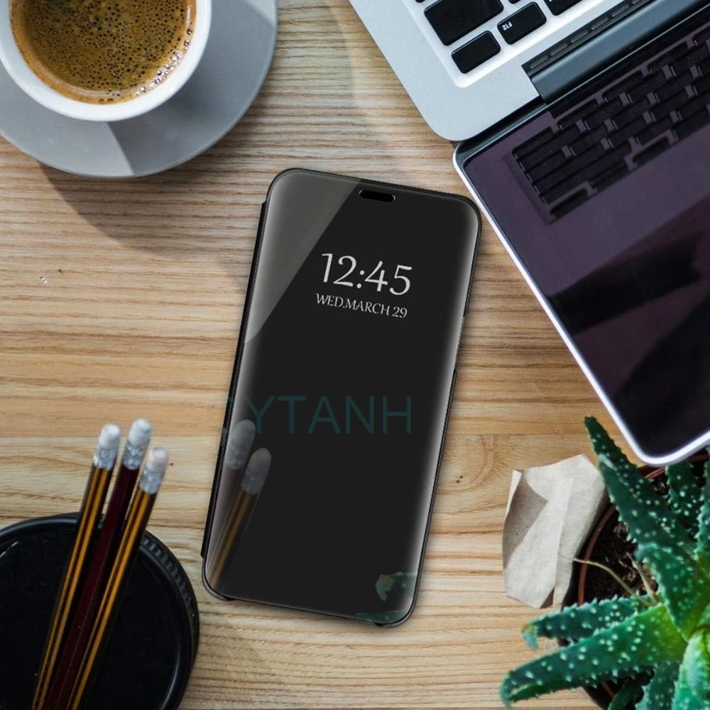 Slim Mirror Clear Holder Case For Samsung Galaxy S26 S25 S24 S23 S22 Plus Ultra Shockproof Leather Texture Wallet Protect Cover view 6