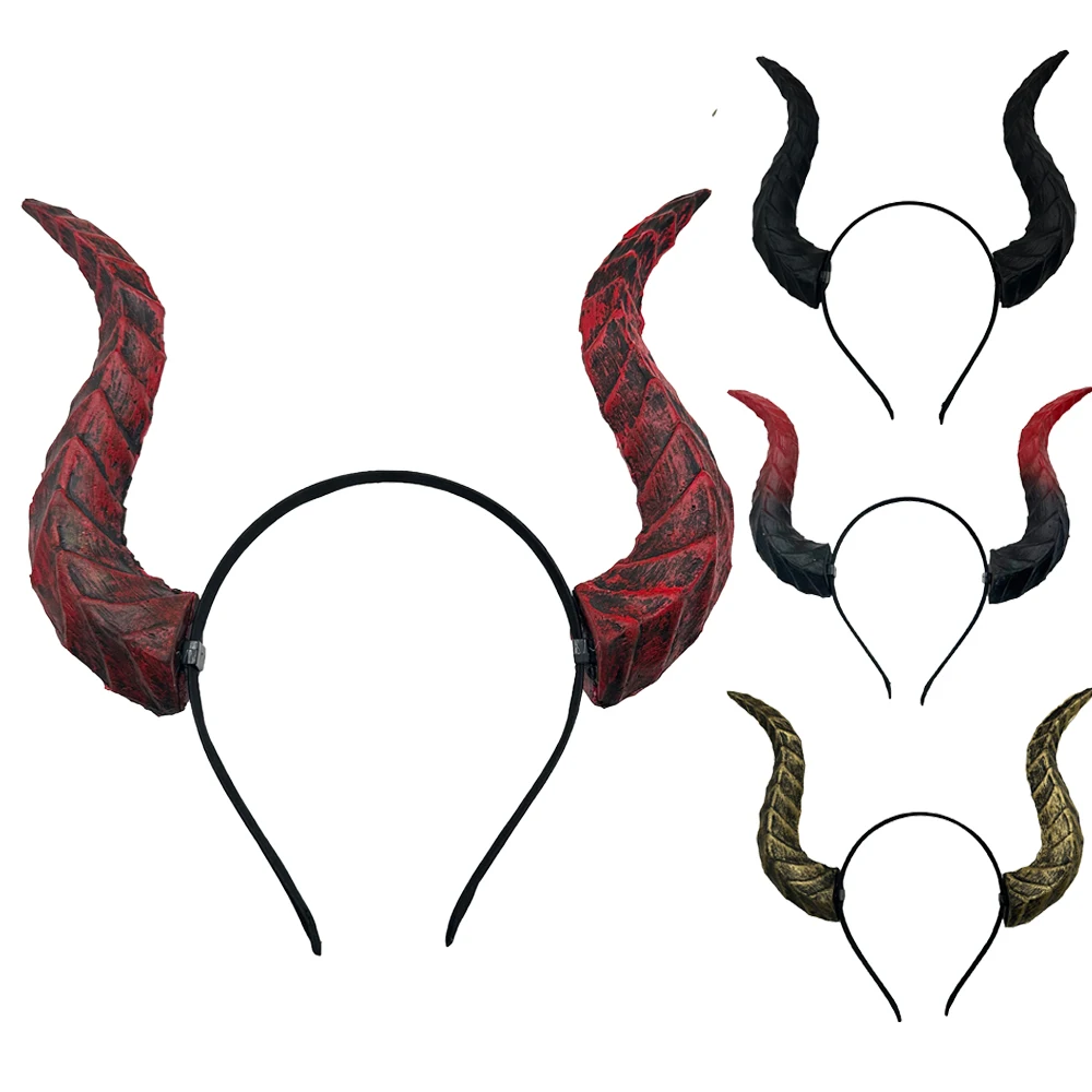 Halloween Devil's Horn Headpiece Coplay Animal Sheep Cow Demon Horn Headwear Carnival Party Headband Costume Props