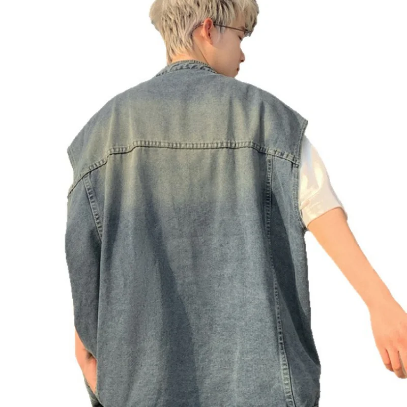 سترة رجالية للربيع والصيف ملابس خارجية بدون أكمام سترة غير رسمية رائعة معطف أمريكي عتيق بدون أكمام #5