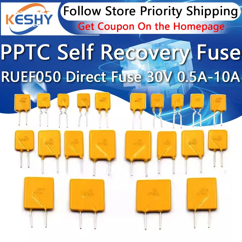5PCS DIP PPTC Self Recovery Fuse RUEF050 Direct Fuse 30V 0.5A-10A RUEF090 RUEF100 0.5A 0.75A 0.9A 1.1A 1.35A 1.6A 1.85A 2A 10A