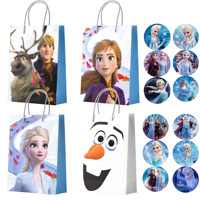 Frozen Birthday Gift Bags,24pcs Frozen Elsa Party Bags/Frozen Party Bags+24pcs Frozen Stickers for Frozen Elsa Party Decorations