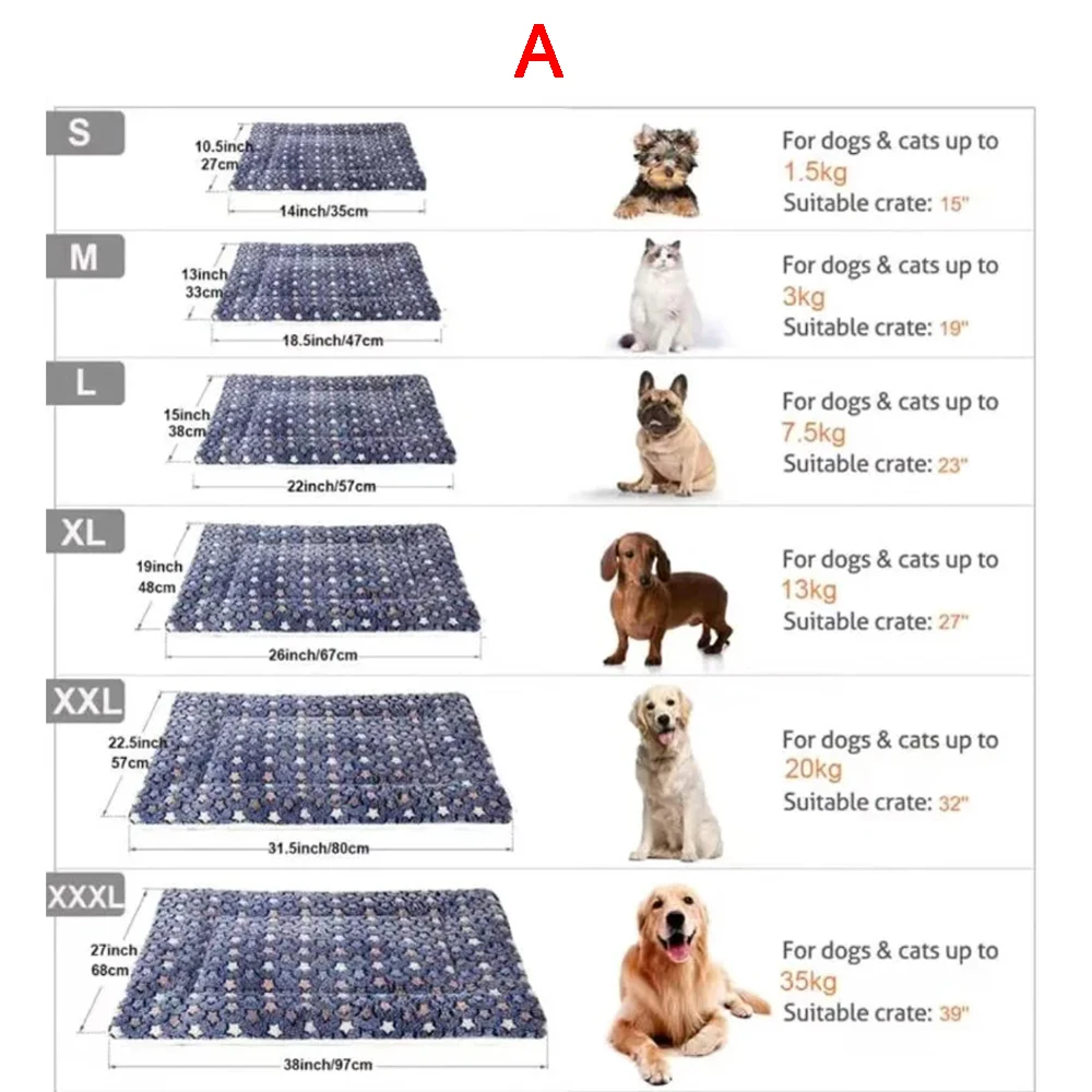 XS-3XL 따뜻하고 부드러운 반려동물 침대 매트, 플러시 반려동물 수면 매트, 작은 대형견 담요, 고양이 침대, 따뜻한 고양이 매트 쿠션