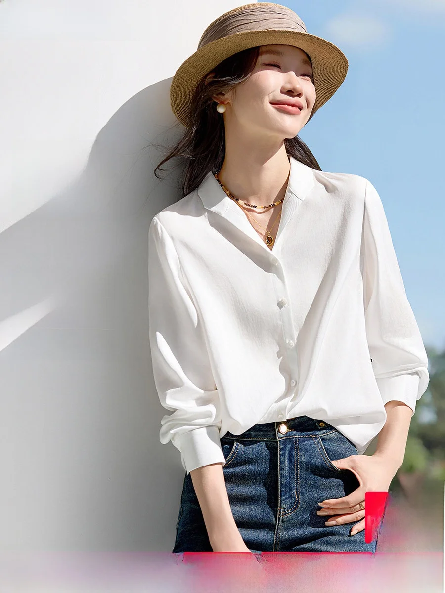 

Женская блузка Mehemai из 100% лиоцелла, весна 2026, простой дизайн, премиум-класс, длинный рукав, дышащая, тонкая