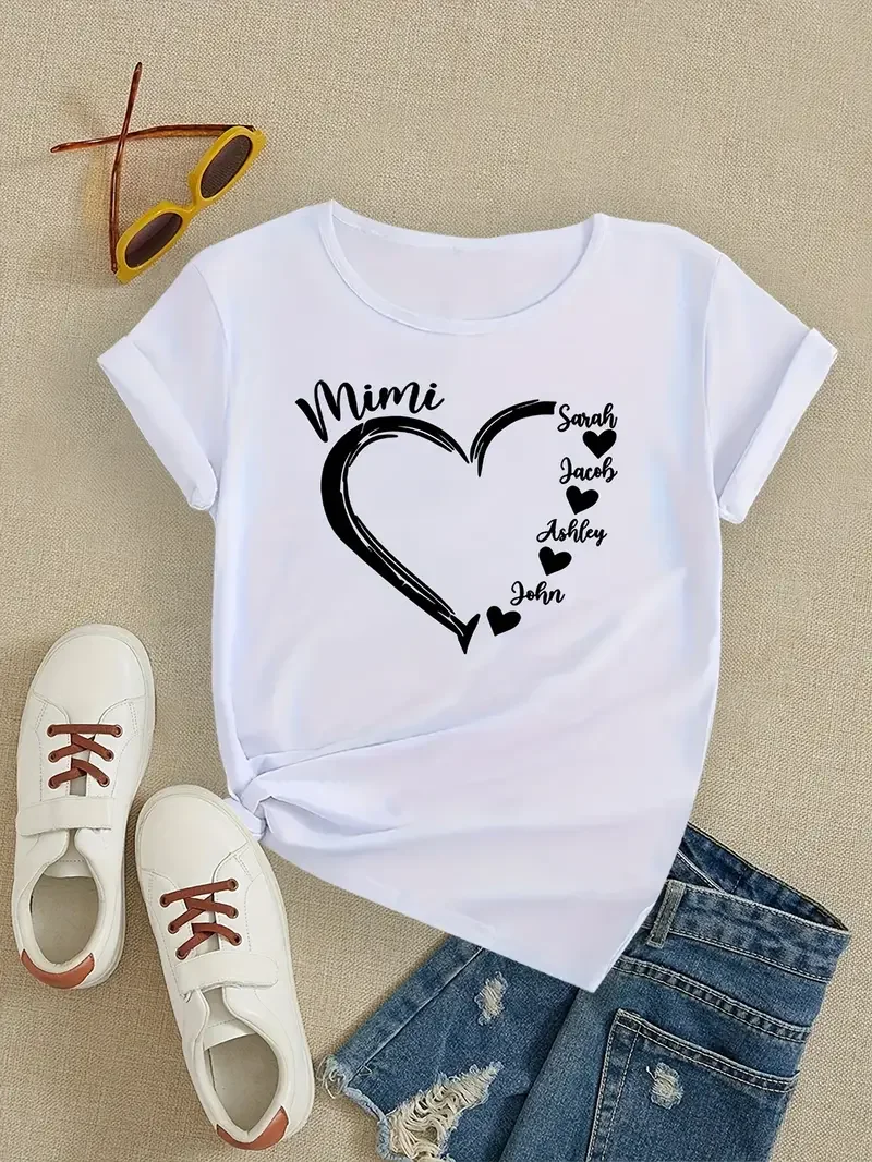 

Personalized Mimi Printed Short Sleeved Casual Women's Fashion Women's Pattern T-shirt Women's Printed Summer T-shirt