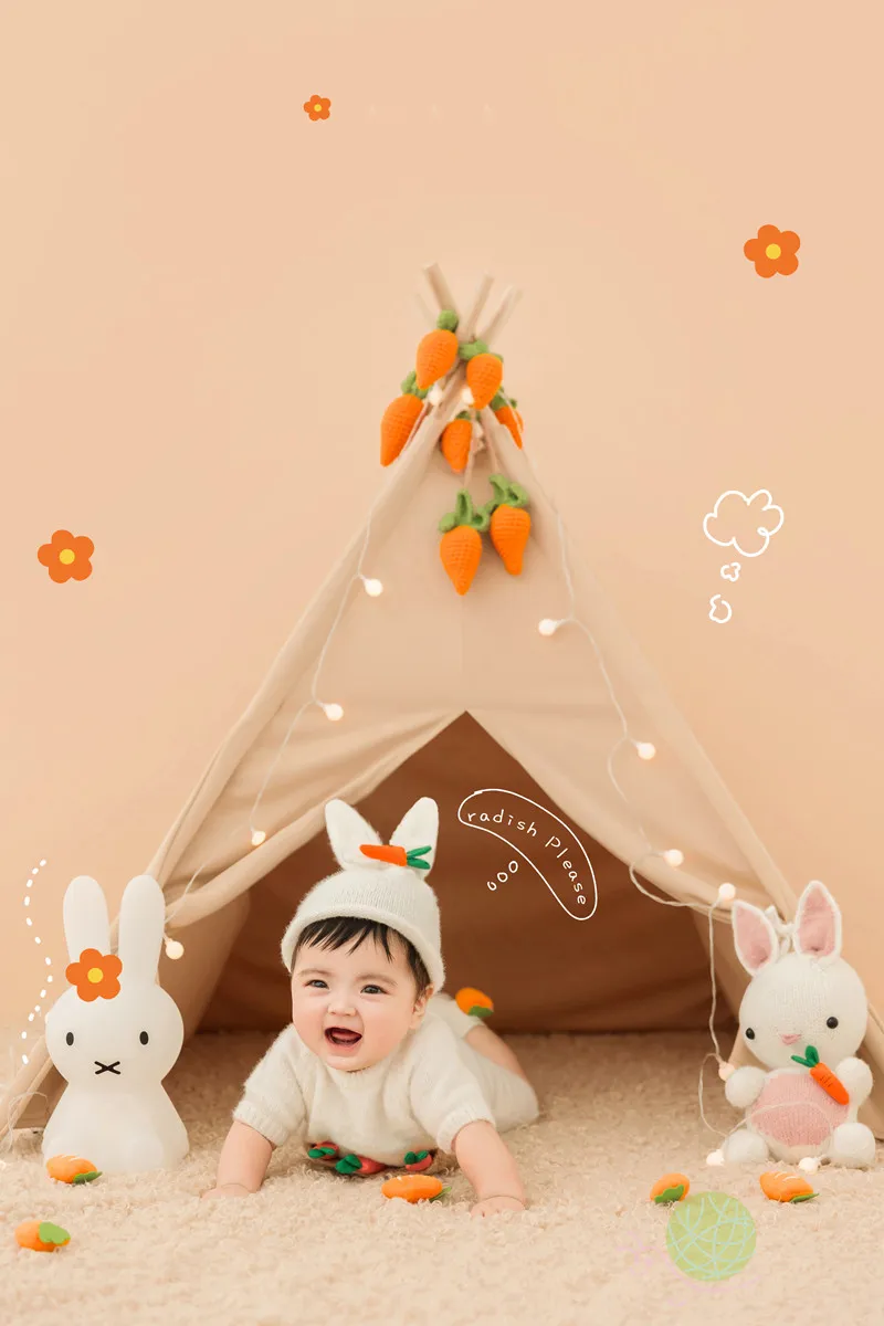 

Baby Photography Prop Clothing Rabbit Hat+Jumpsuits+Doll+Socks 4Pcs/Set Studio Infant Photo Accessories Shoot Clothes Fotografia