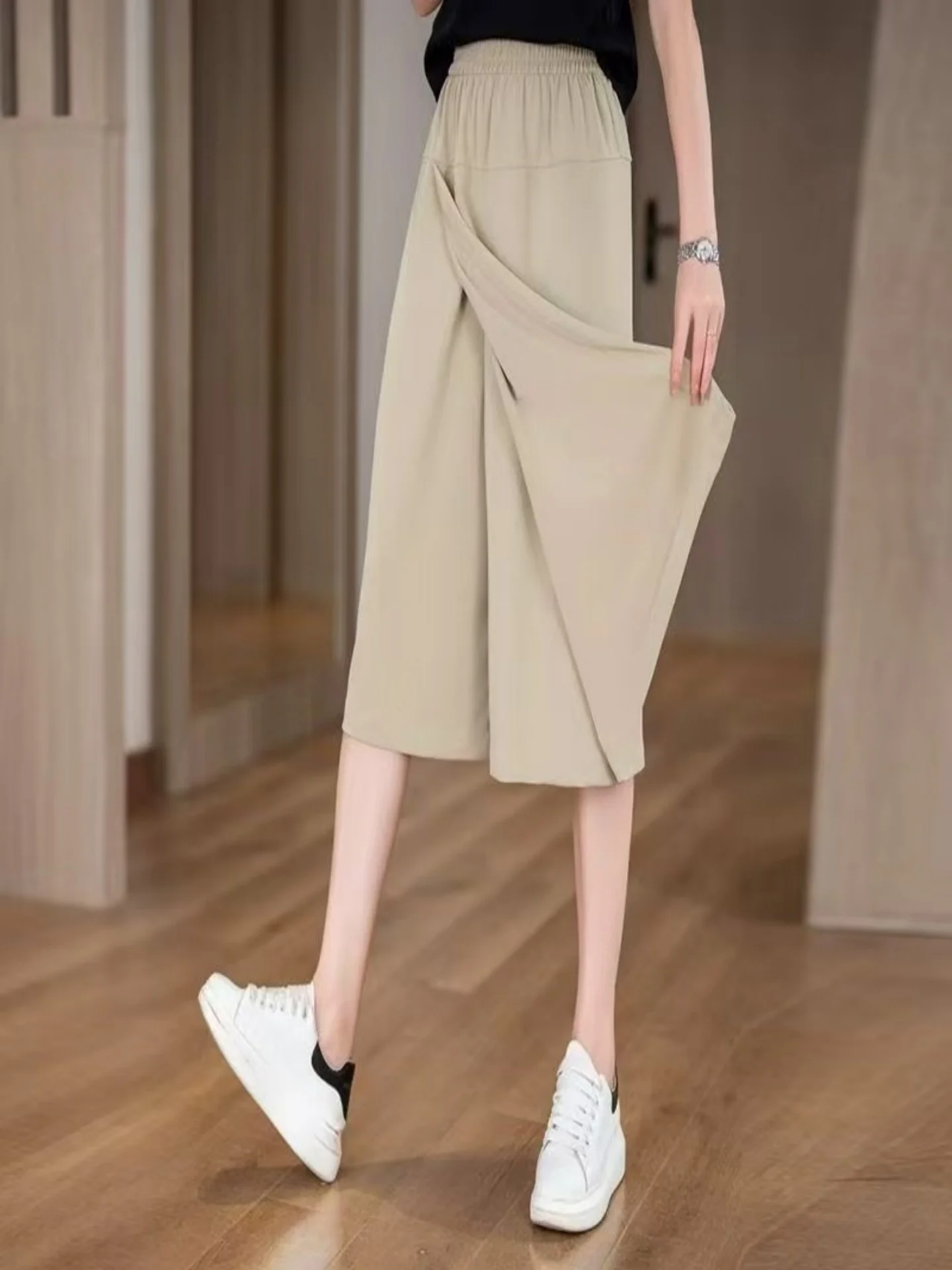 Pantaloni a gamba larga a vita alta da donna Gonna asimmetrica coreana Sle Texture Sensation Dimagrante Pantaloni casual di nuovo arrivo estivo