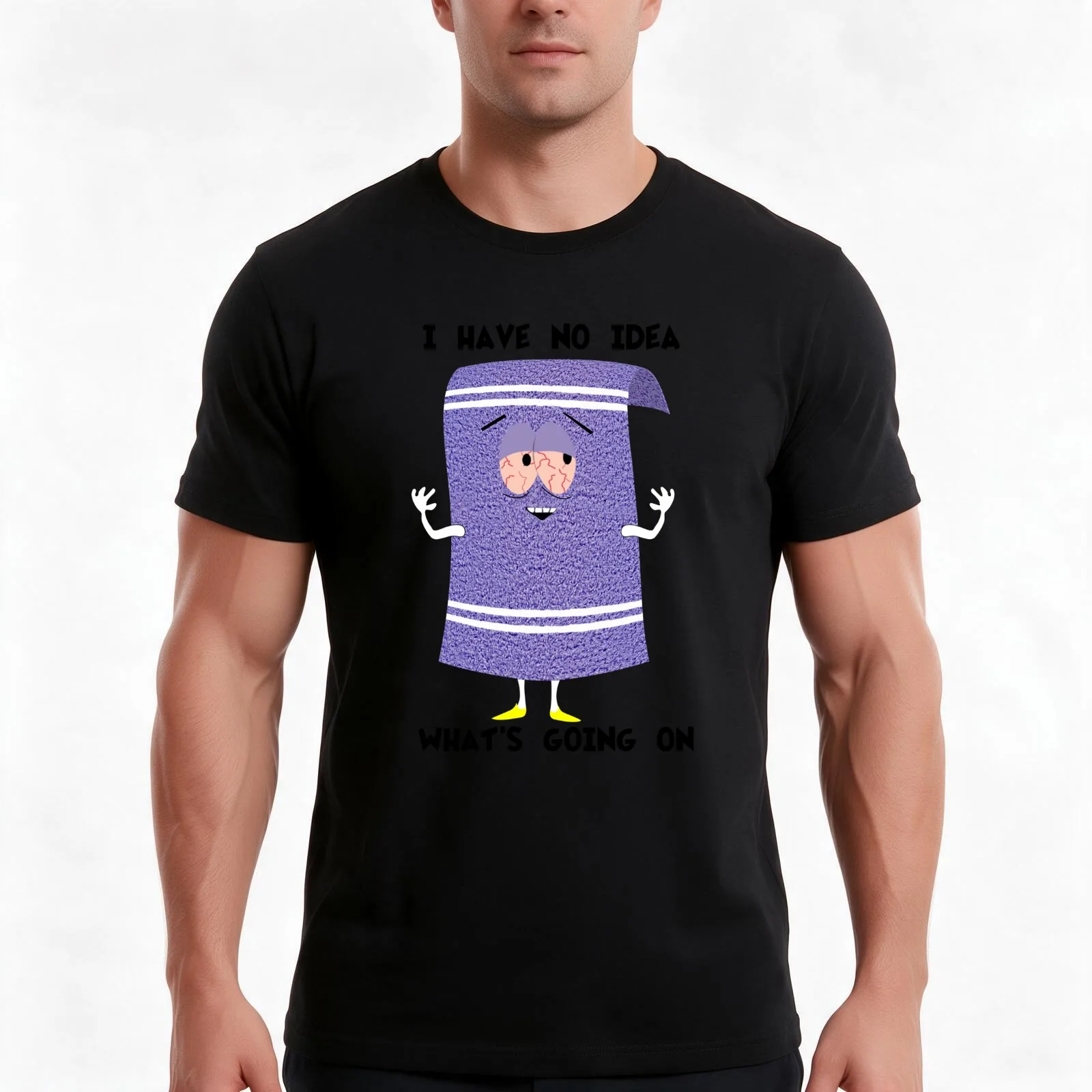 Towelie I Have No Idea What's Going T-Shirt, Summer Casual Cotton Tee, Oversized Streetwear Tops, Vintage Graphic Print