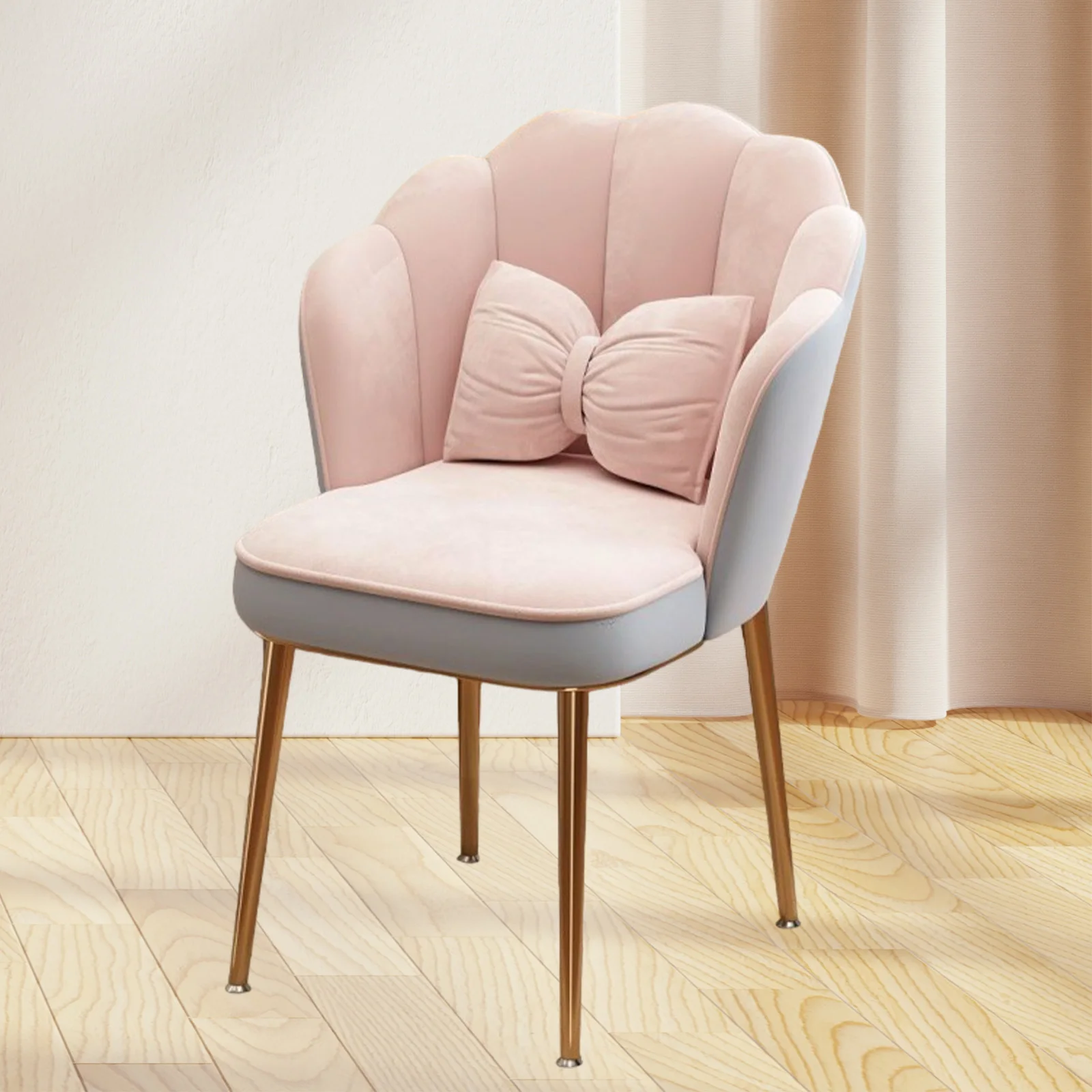 Makeup Chair Sofa Petal Chair Stool Backrest with Pillow for Girls Bedroom Dressing Table Light Luxury Chair Home Reading Room image 3