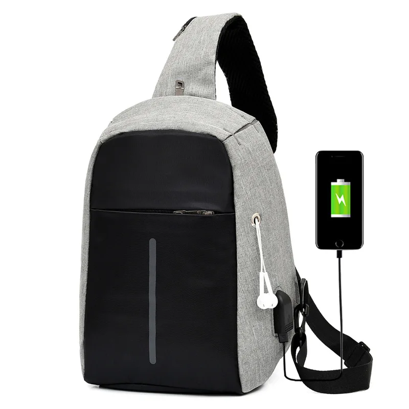 

Модная мужская нагрудная сумка высокого качества, водонепроницаемая мужская сумка через плечо с USB-зарядкой, сумки-мессенджеры с несколькими карманами