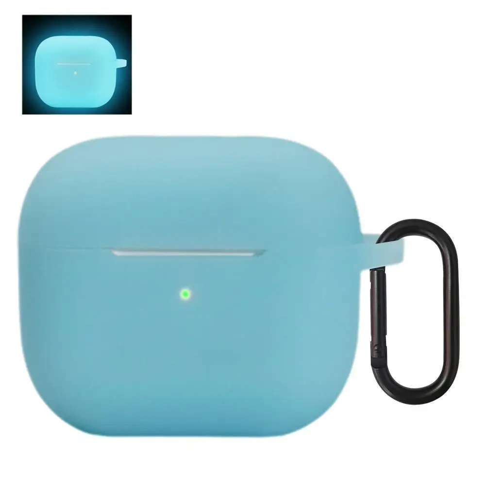 

Светящийся чехол для Airpods 4, мягкий силиконовый чехол, цветной чехол с карабином для Apple AirPods 4, аксессуар