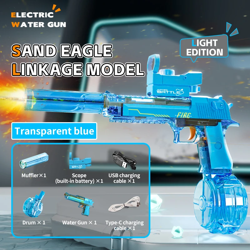 Automatisch elektrisch waterpistool met snuitflitser, krachtige spuitpistolen pistool voor volwassenen kinderen zomer buitenzwembad strandfeestspeelgoed
