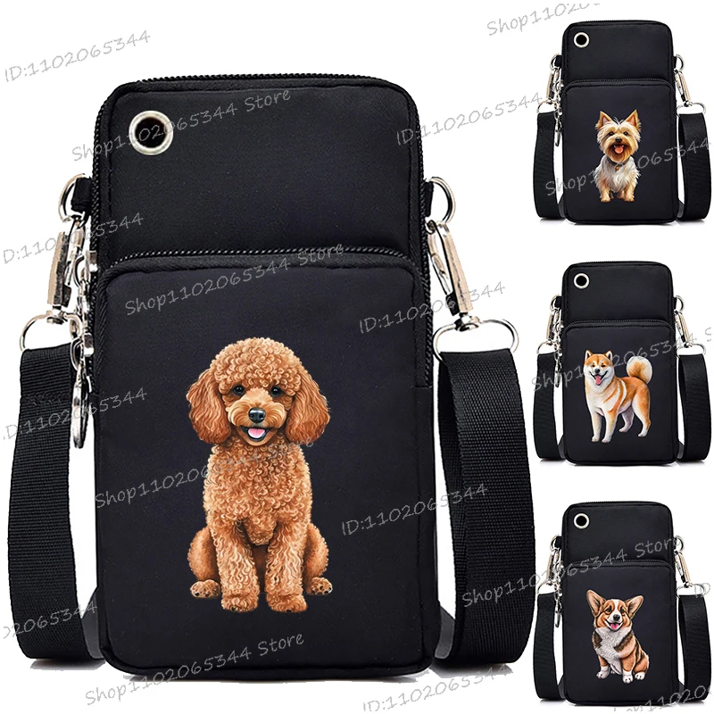 

Серия животных и собак Шиба-ину Корги Пудель Бигль с принтом Мини-сумка для мобильного телефона Женщины Мужчины Мультфильм Забавный комикс Модные сумки через плечо