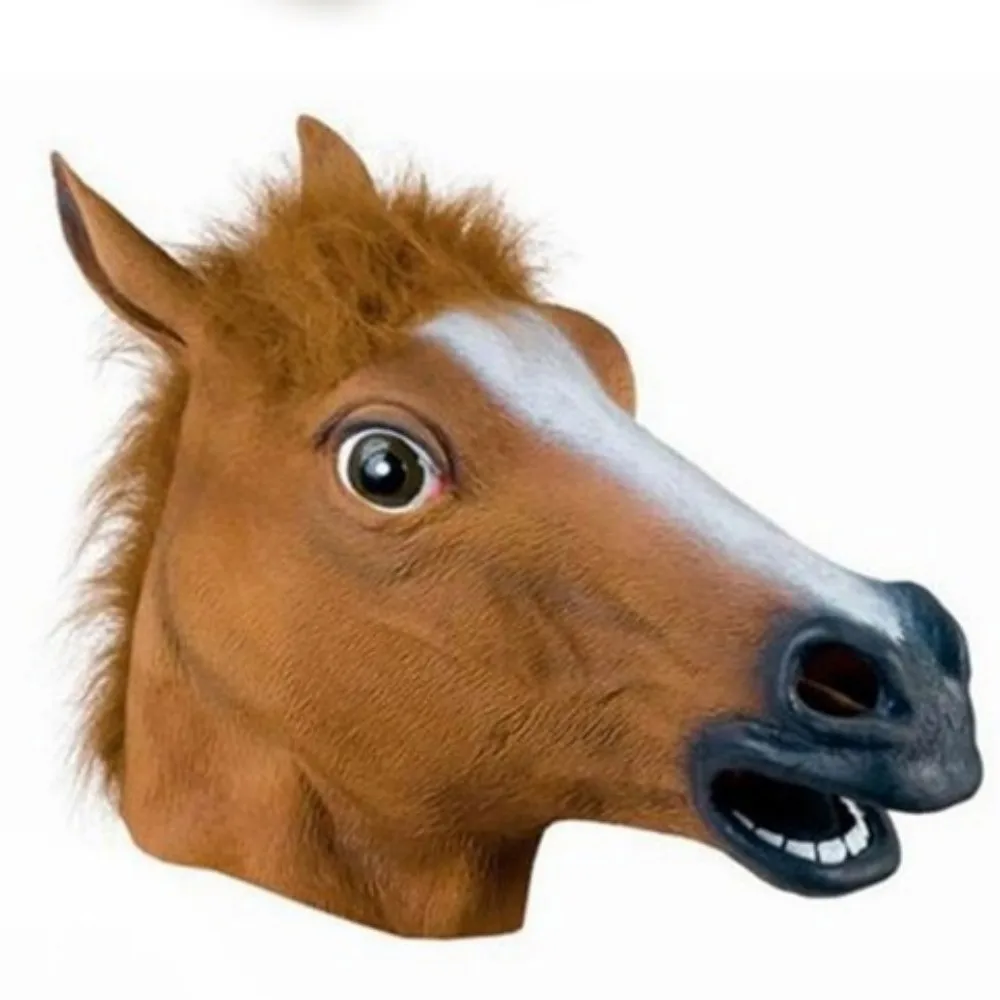 Horse Head Mask for Adult, Brown Horse Head Latex Animal Mask, Novelty Halloween Costume for Masquerade Party.