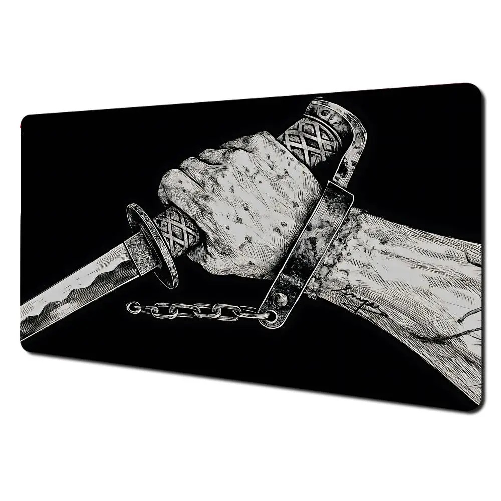 

Крутой коврик для мыши с самурайским мечом, большой игровой нескользящий коврик для компьютерных геймеров, клавиатура для ноутбука, планшета, стола, коврик для мини-ПК, игровой коврик