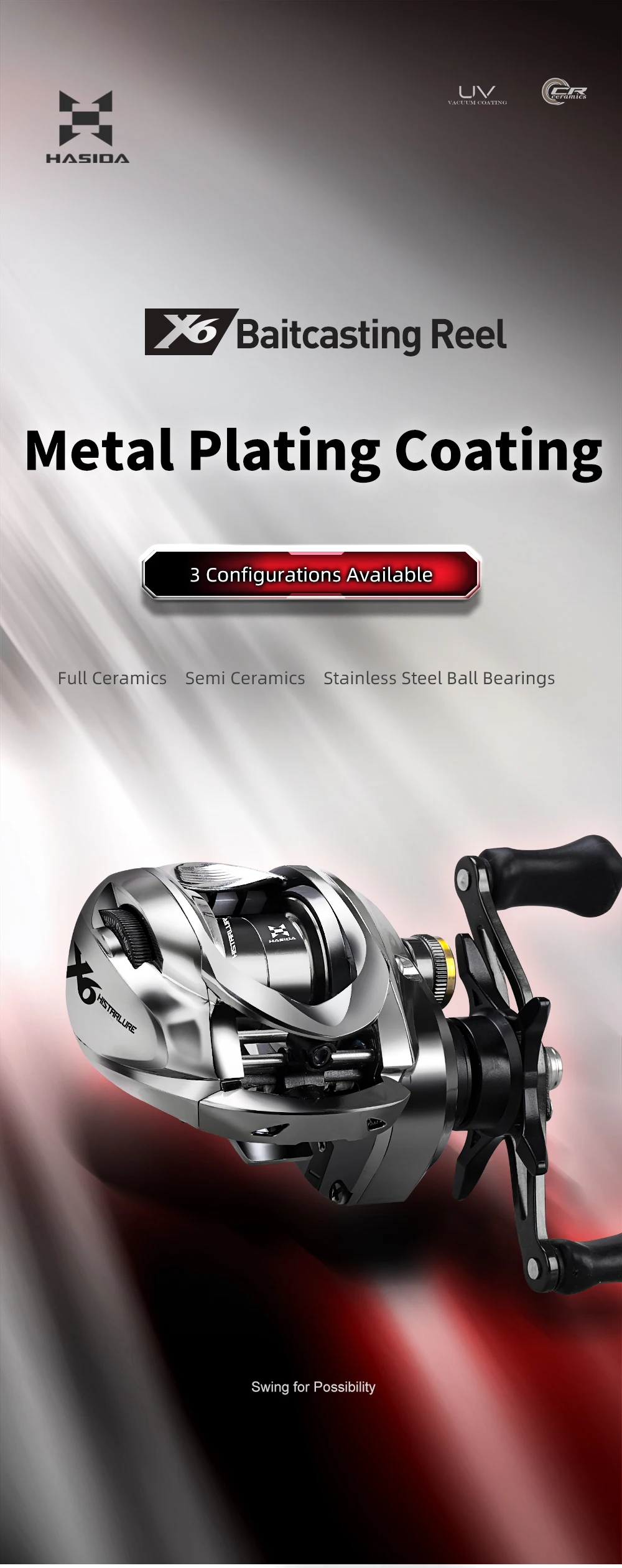 HASIDA X6 Baitcasting Angelrolle Standard- und Micro-Version 3 Kugellager 156g 7,2:1 5kg Bremskraft AT7 Aluminium-Spule – Detail 2