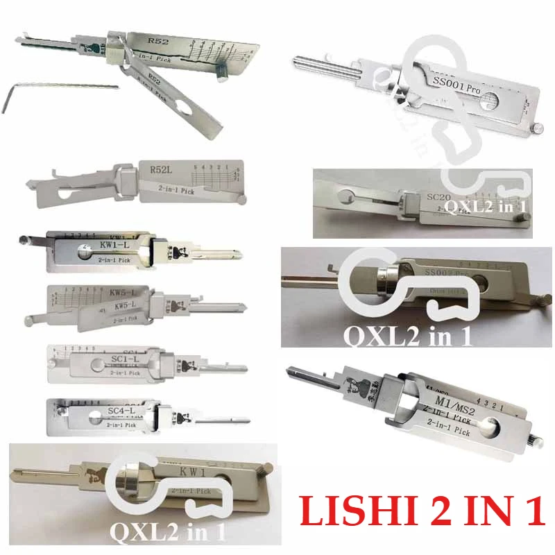 1 قطعة Lishi SS001 SS002 R52 R52L KW1 KW5 SC20 M1/MS2 AM5 TE2 LW4 LW5 أدوات للمنزل باب أقفال مدنية 2-in-1 اختيار الموظفين مفتاح رئيسي