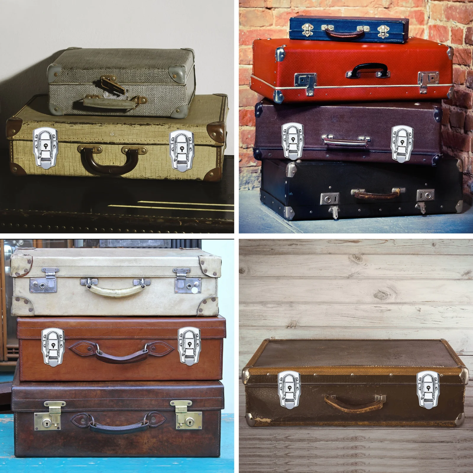 

4 set Wooden Case Latch Toolbox Buckle With Key Durable Iron Box For Tool Storage Security Sturdy Safe Case Lock Toolbox Latch